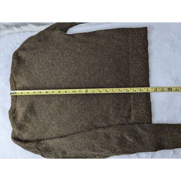 All Saints Brown And Gold Metallic Open Knit Sweater sz XS Viscose Nylon Mohair - Picture 10 of 10